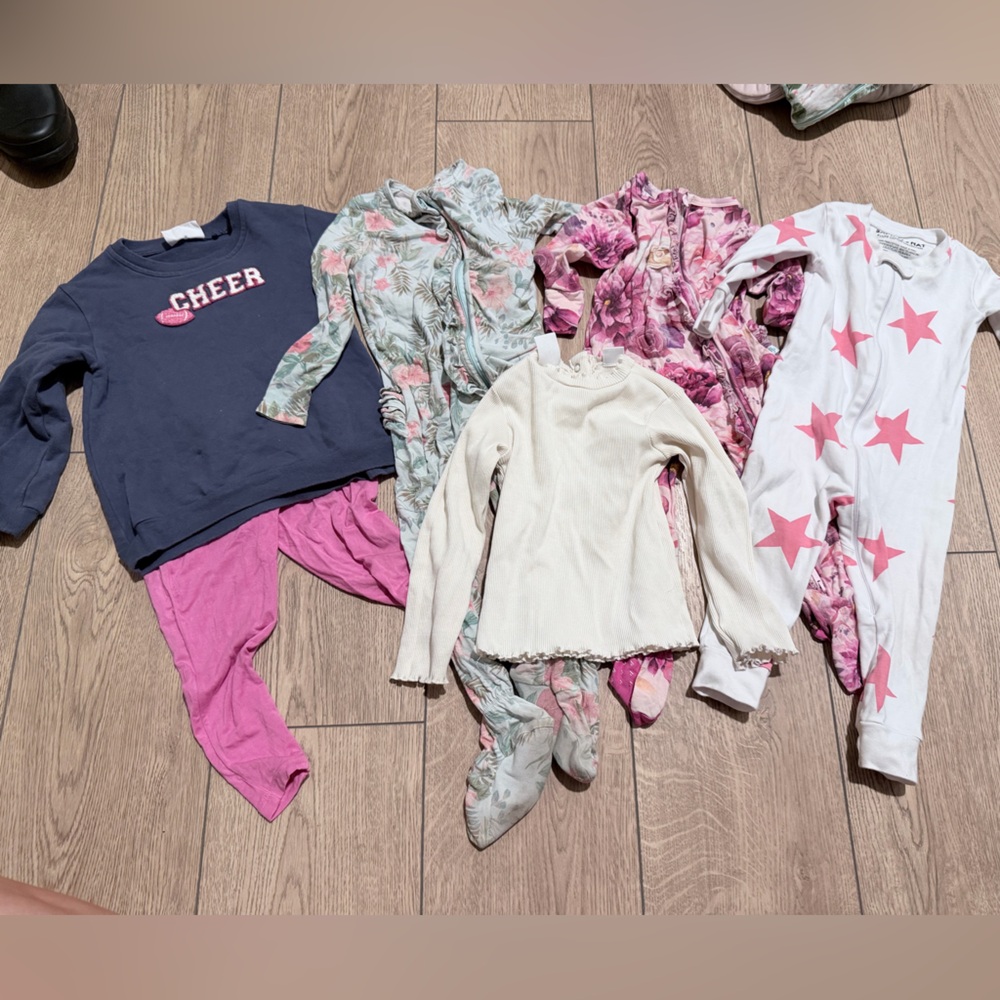 Posh Peanut Kids Pajama Set - Navy, Pink, Cream, Floral Cheer 18-24 Months Girls